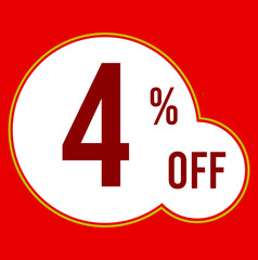 04 percent red banner with white ballons and red lettering for promotions and offers