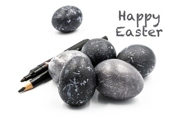 set of Easter decor, colored eggs, on a white background.