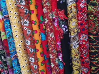 Various fabrics and colors and design of textiles