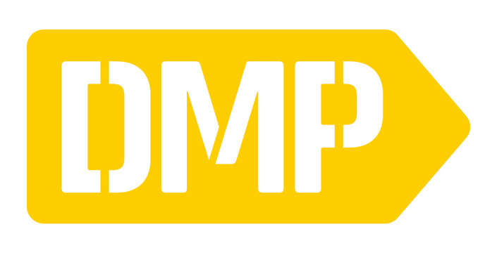 DMP Acronym Stencil Capital Logo Yellow Label