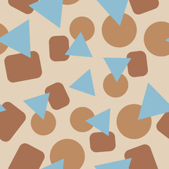 Seamless pattern with geometric shapes on a light brown background