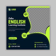 Spoken English social media post template design for advertisement any English learning institute - obrazy, fototapety, plakaty