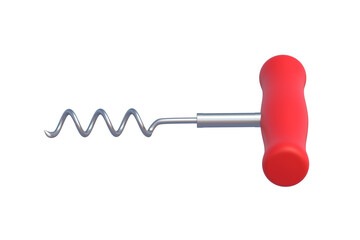 Corkscrew for wine bottle isolated on white background. 3d render