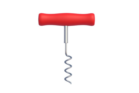 Corkscrew for wine bottle isolated on white background. 3d render