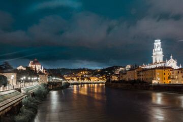 Night Photos from the bank of Adige river, Verona, Italy, 13.07.2021