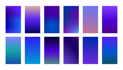 Set of abstract gradient backgrounds for banner and social media. Blue, purple and blue.