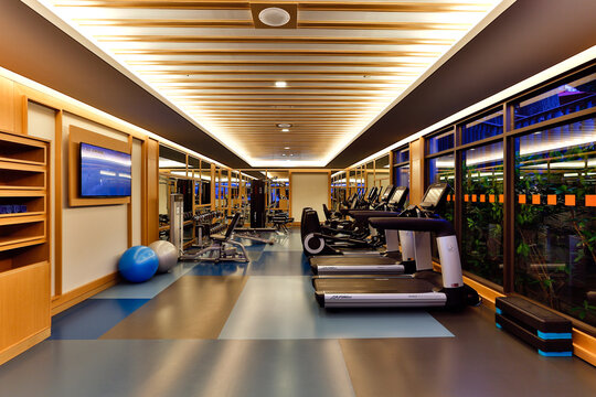 Phuket, Thailand - December 15, 2015: Fitness Centre Health Club In The Luxury Hotel Amari Phuket In Patong Beach, Phuket, Thailand.