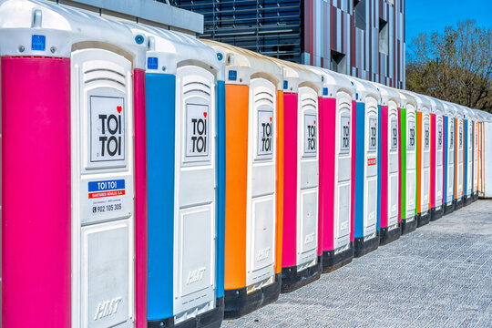 TOI TOI plastic toilets in city center, Valencia, Spain
