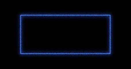 Rectangle, frame of energy, neon, smoke. blue rectangle on a black background. 3d image Gradually,...