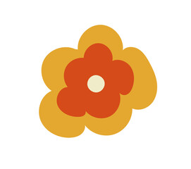 Element in the style of 1970s good vibes. Psychedelic fun element for design. Vector clipart in retro style. Use for printing, stickers, wallpaper, packaging, logos, decoration.