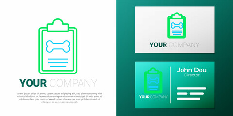 Line Clipboard with medical clinical record pet icon isolated on white background. Health insurance form. Medical check marks report. Colorful outline concept. Vector