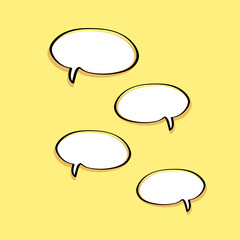 cartoon speech bubbles on yellow background Different doodle forms for your text, dialogs icon images jpeg Blank with text place.hand drawn shapes isolated hand drawn speech bubbles isolated. 