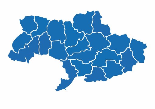 map of ukraine with all its states in blue color