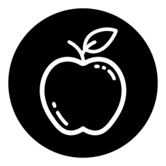 Apple Vegan Fresh Fruit Glyph Flat Icon Isolated On White Background