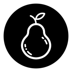 Pear Vegan Fresh Fruit Glyph Flat Icon Isolated On White Background