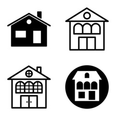 Houses Flat Icon Set Isolated On White Background