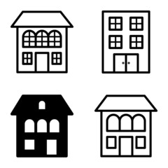 Houses Flat Icon Set Isolated On White Background