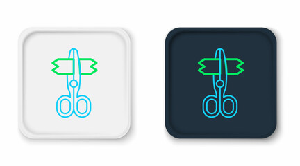 Line Scissors icon isolated on white background. Tailor symbol. Cutting tool sign. Colorful outline concept. Vector