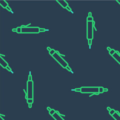 Line Pen icon isolated seamless pattern on blue background. Vector