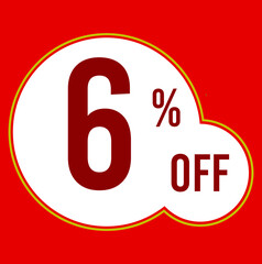 06 percent red banner with white ballons and red lettering for promotions and offers