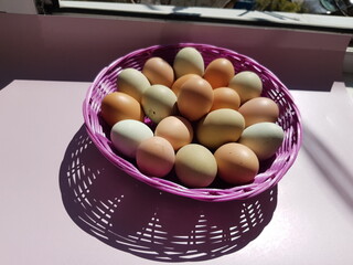 easter eggs in a basket