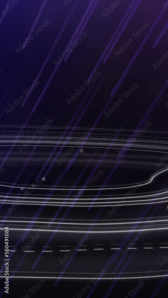 Poster animation of light trails over moving shapes