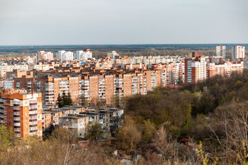 View on the Poltava city buildings in Ukraine during the russian invasion