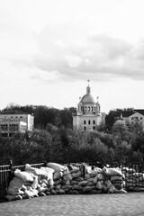 View on the Poltava city buildings in Ukraine during the russian invasion