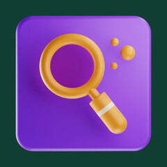 Infographic Business statistics Icon Set 3d Rendering. Purple  square background and yellow 3d illustration.