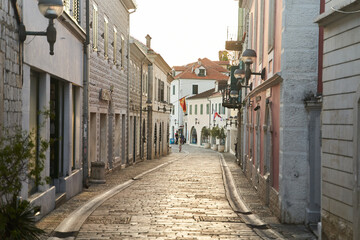 View of the streets of the old town Herceg Novi in Montenegro. High quality photo