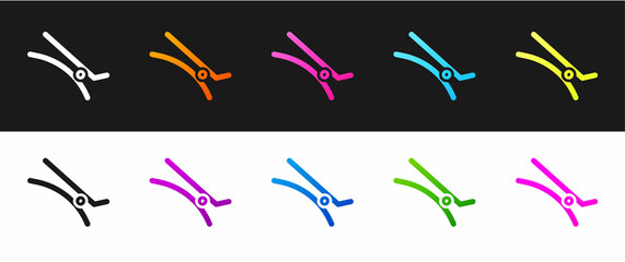 Set Hair clip icon isolated on black and white background. Vector