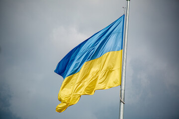 The Flag of Ukraine during the russian invasion to Ukraine and war