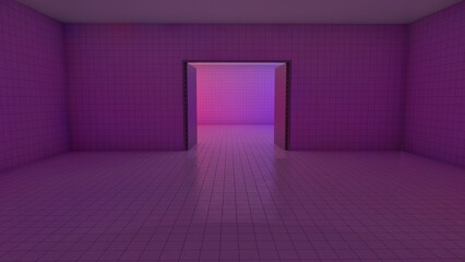 purple hall with purple door