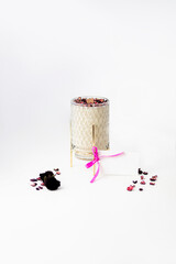 candle hand made with roses