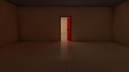 empty room with red door