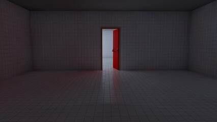 empty room with red door