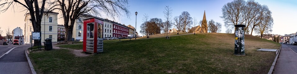 Vålerenga kjerke with Telephone, Vålerenga, Oslo, Norwayy