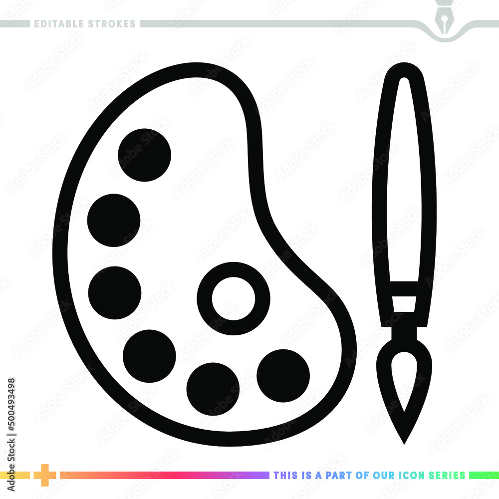 Poster line icon for painting class illustrations with editable strokes. this vector graphic has customizab