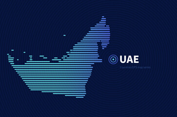 UAE map.
horizontal bar-shaped map of the countries for brochure.