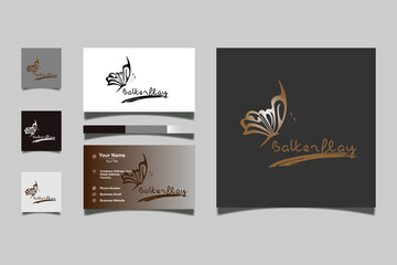 Flying butterfly vector logo concept