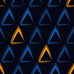 Triangle motif minimal geometric print. Paint brush seamless pattern. Freehand design background. Trendy handdrawn modern simple geo ornament