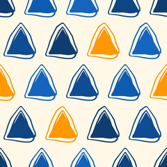 Triangle motif minimal geometric print. Paint brush seamless pattern. Freehand design background. Trendy handdrawn modern simple geo ornament