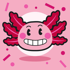 Cara ajolote sonriente ilustración vectorial estilo caricatura tradicional