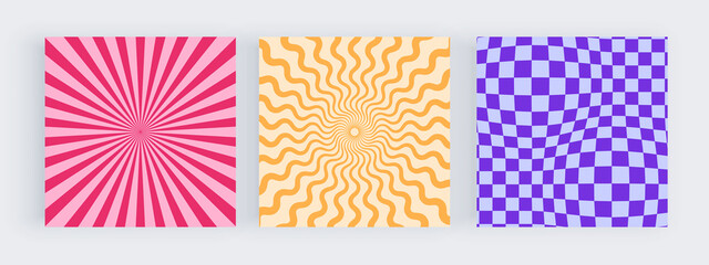 Yellow, purple and pink groovy retro design for social media backgrounds
