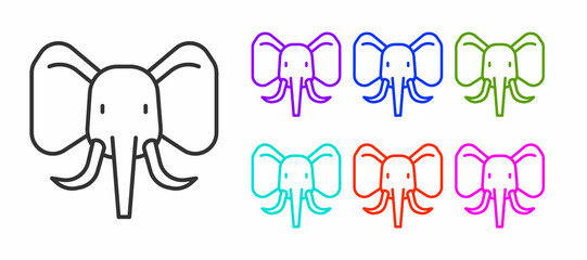 Black line Elephant icon isolated on white background. Set icons colorful. Vector
