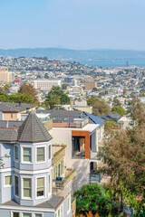 Fototapeta na wymiar High angle view of modern and traditional houses at the neighborhood of San Francisco, California