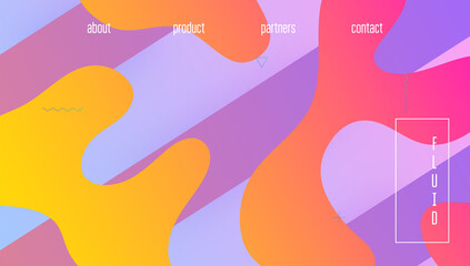 Gradient Poster. Digital Design. Wave Landing Page. Trendy Page. Blue Hipster Background. Rainbow Element. Flow Geometric Shape. Commercial Geometry. Violet Gradient Poster