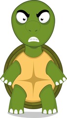 Vector character illustration of a cartoon turtle with an angry expression