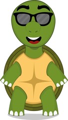 Vector character illustration of a cartoon turtle with sunglasses