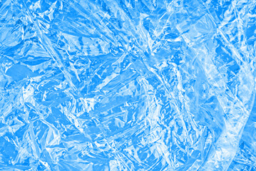 The texture of the packaging film closeup. In blue